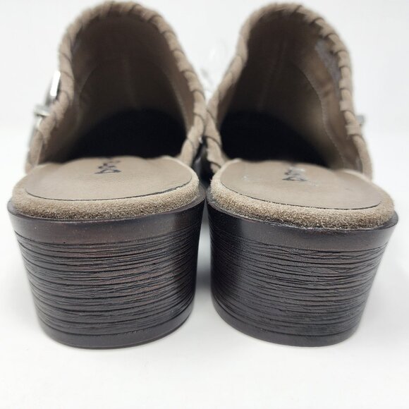 New Dirty Laundry Womens 9.5 Waltz Gray Taupe Suede Slip On Mules Western Buckle - Picture 12 of 15